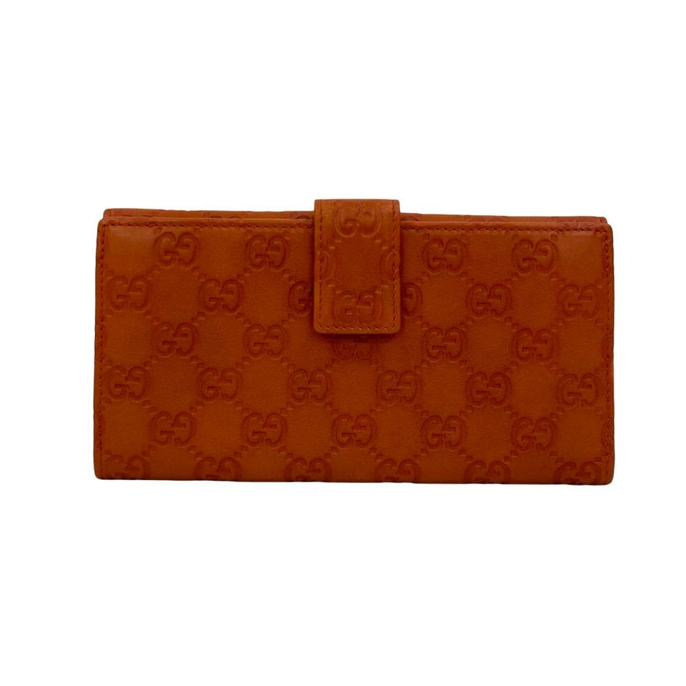 Gucci Long Wallet Purse leather Orange Gucci Shima