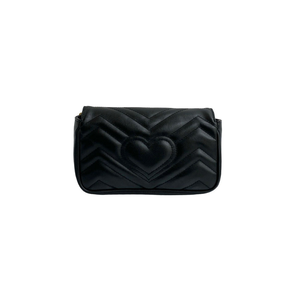 Gucci Shoulder Bag leather black GG Marmont quilted small bag