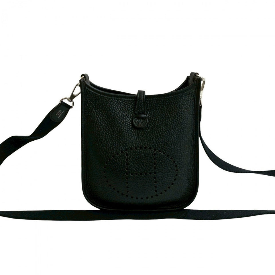 Hermes Shoulder Bag Taurillon Clemence black Evelyn TPM