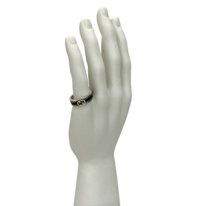 Gucci Ring Silver925 Silver Interlocking G black enamel ring