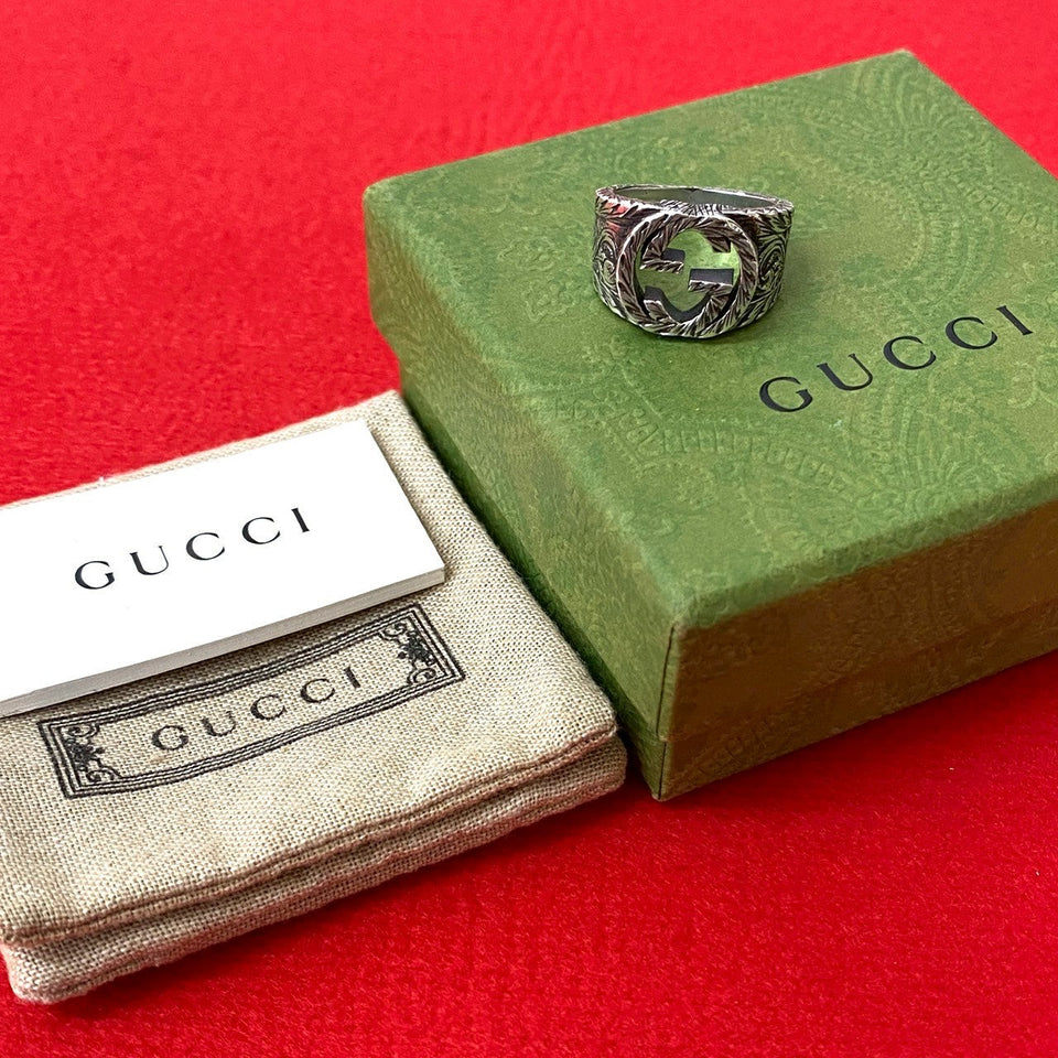 Gucci Ring Silver925 Silver Interlocking G Arabesque Ring