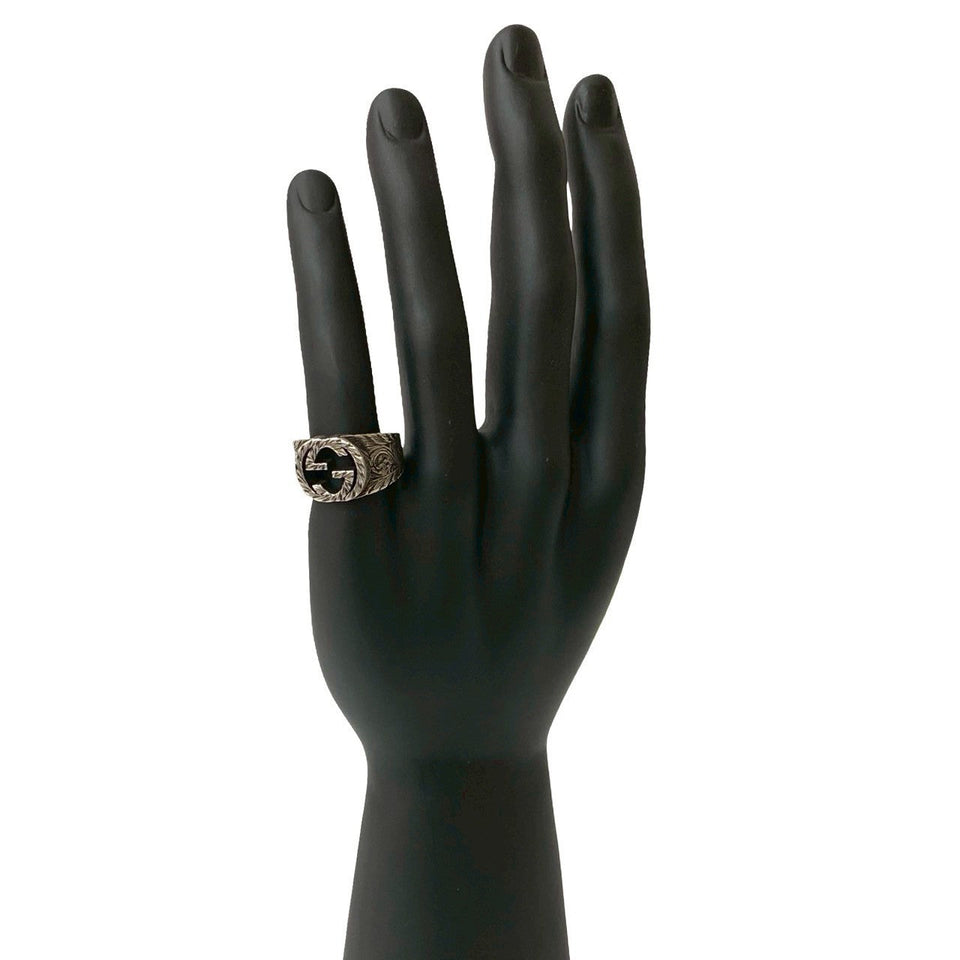 Gucci Ring Silver925 Silver Interlocking G Arabesque Ring