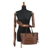 Louis Vuitton Damier Monogram Neverfull PM Tote Bag Brown Gold Hardware
