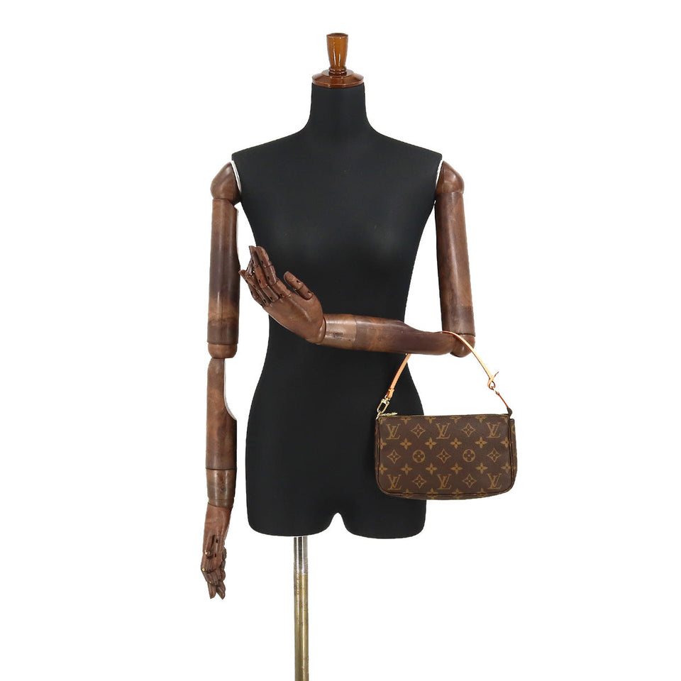 Louis Vuitton Monogram Pochette Accessoires Brown Gold Metal Fittings