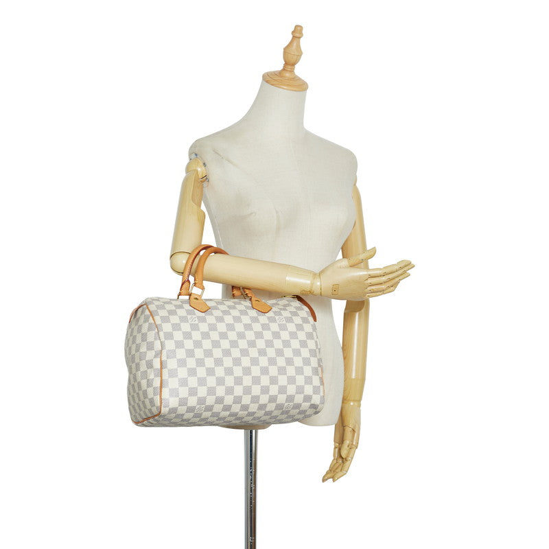 Louis Vuitton Damier Azur Speedy 30 Handbag Mini Boston Bag White