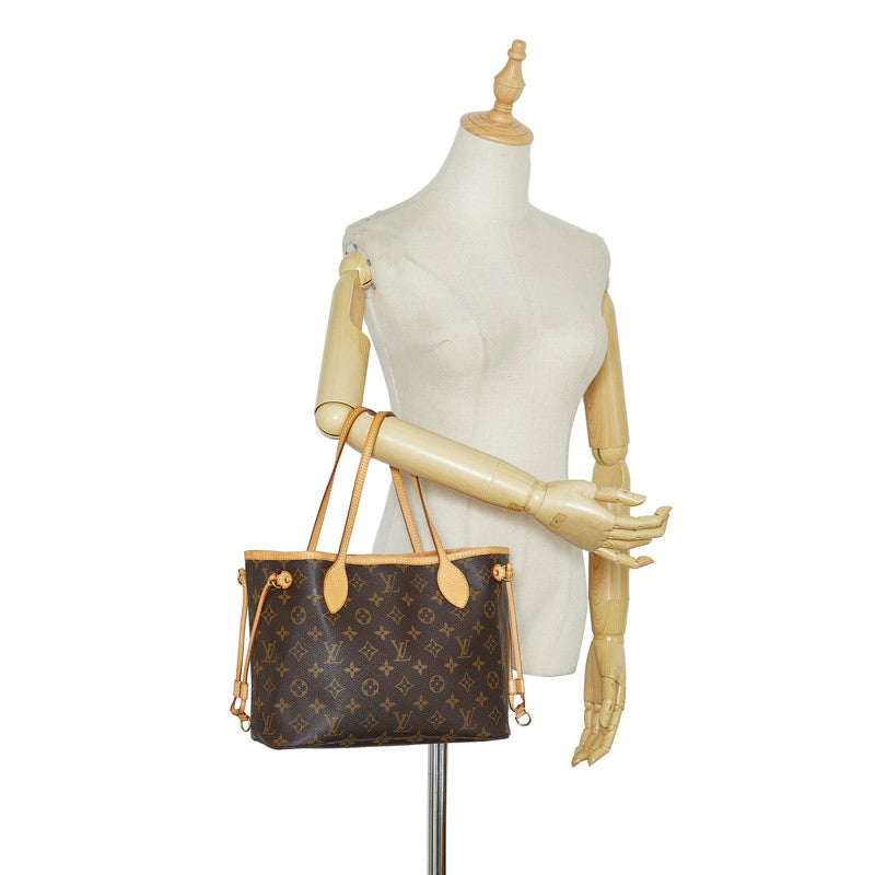 Louis Vuitton Monogram Neverfull PM Handbag Tote Bag Brown