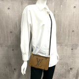 Louis Vuitton Pochette Double Zip Monogram Giant Shoulder Bag Clutch Brown