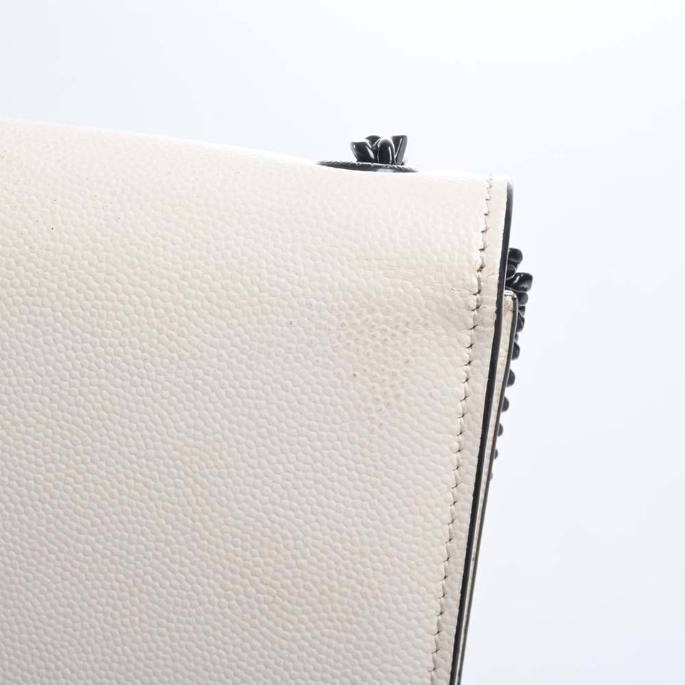 Saint Laurent- Leather Classic Kate Chain Shoulder Bag White/Black