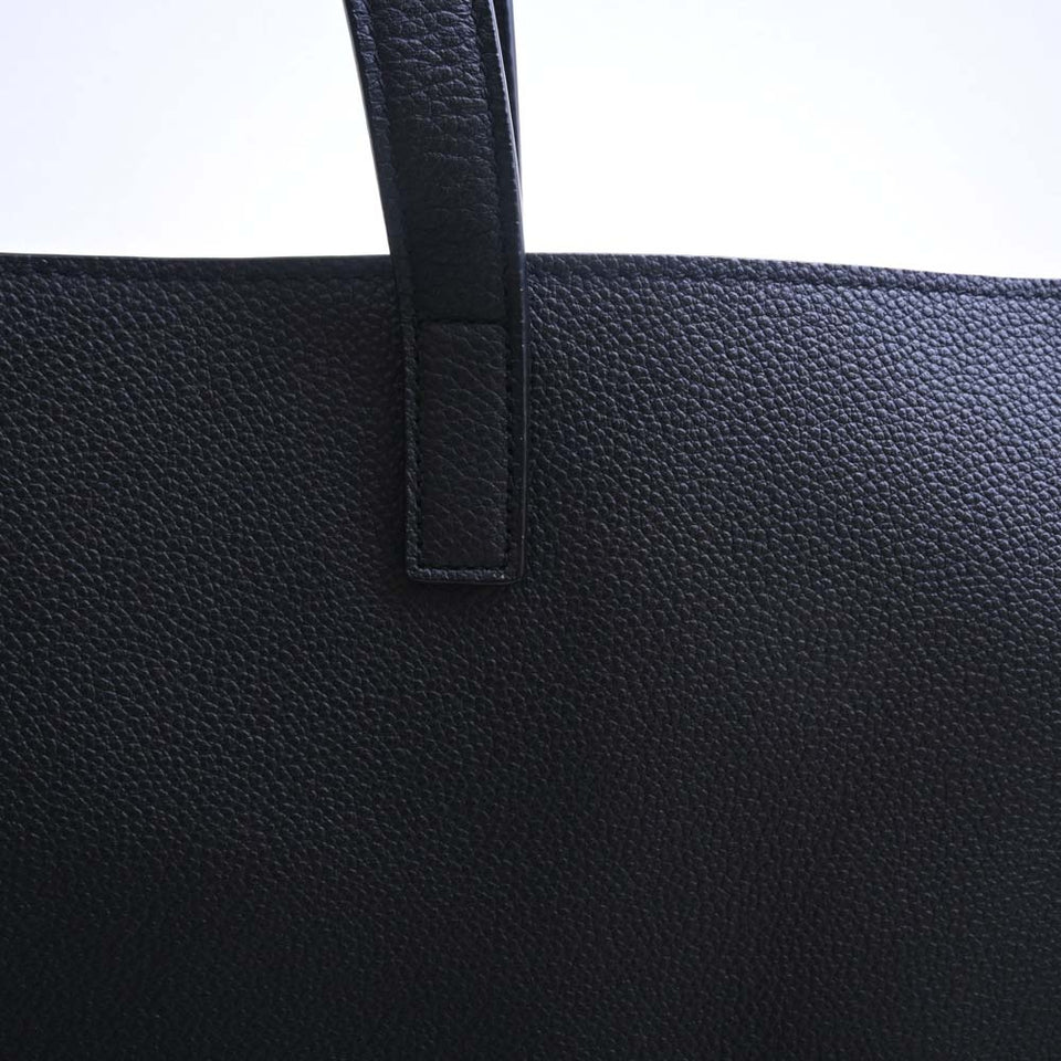 Saint Laurent- Leather Shopping Bag Tote Bag Black