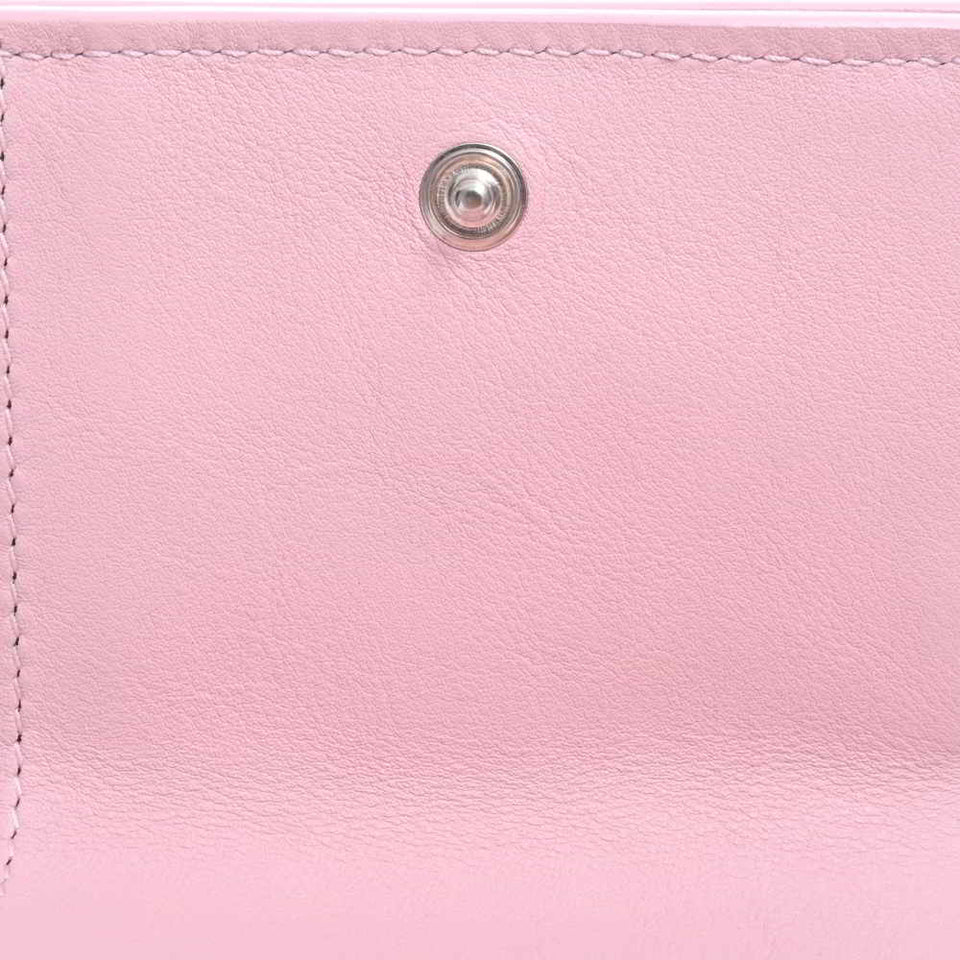 Saint Laurent- Leather Tiny Wallet Tri-fold Compact Wallet Pink