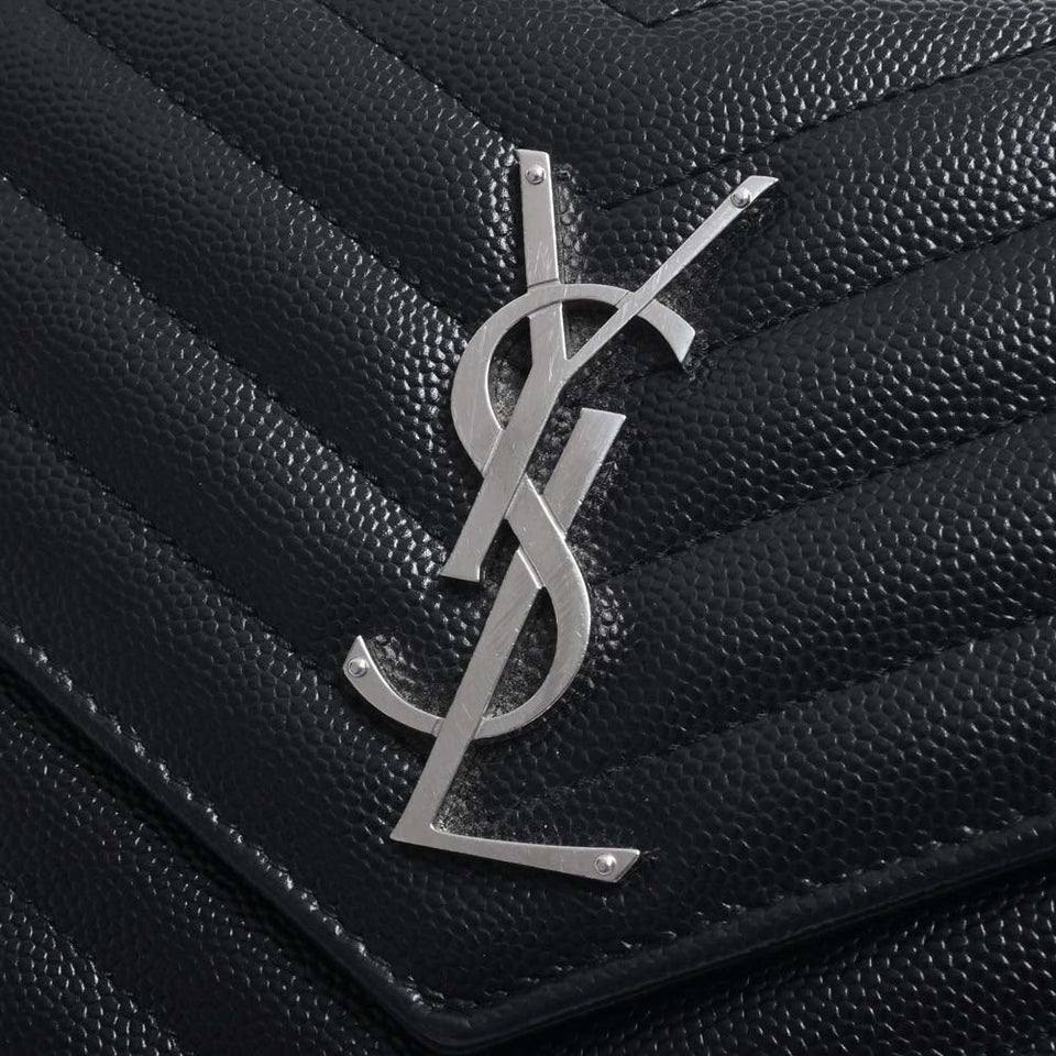 Saint Laurent- Leather Chain Shoulder Wallet Long Wallet Black