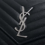 Saint Laurent- Leather Chain Shoulder Wallet Long Wallet Black