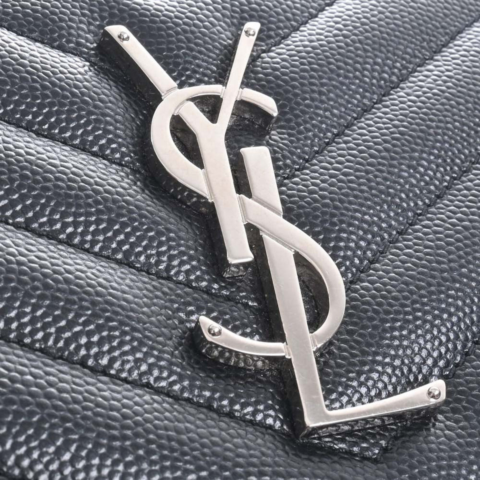 Saint Laurent- Leather Round Zipper Long Wallet Black