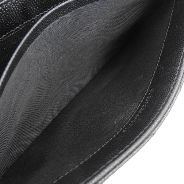Saint Laurent- Leather V-stitch Bi-fold Long Wallet Black