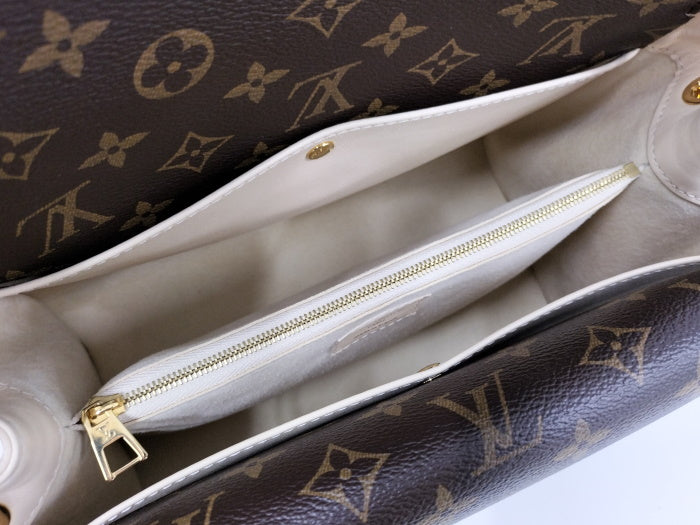 Louis Vuitton Double V Shoulder Bag Leather Monogram Creme