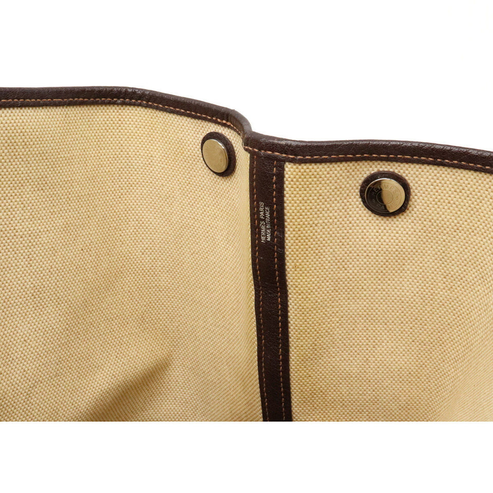 Hermes Garden Party PM Tote Bag Canvas Buffle Leather