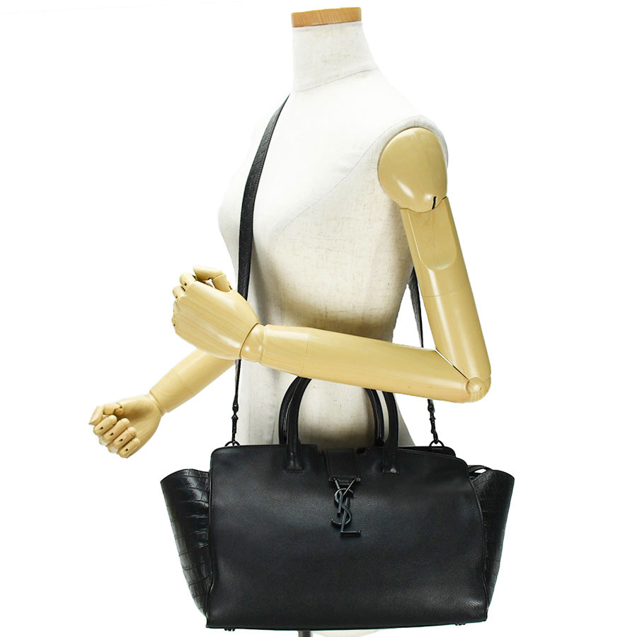 Saint Laurent- PARIS Downtown Cabas Shoulder Bag Leather Black