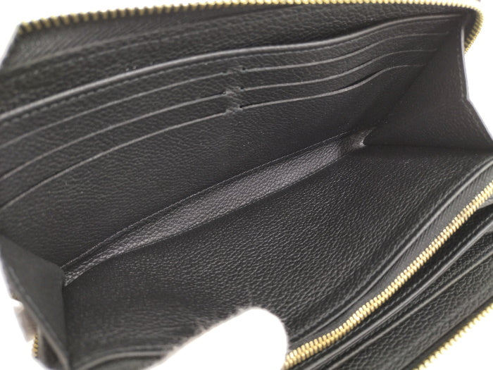Louis Vuitton Zippy Wallet Round Zipper Long Wallet Monogram Amplant Black Beige