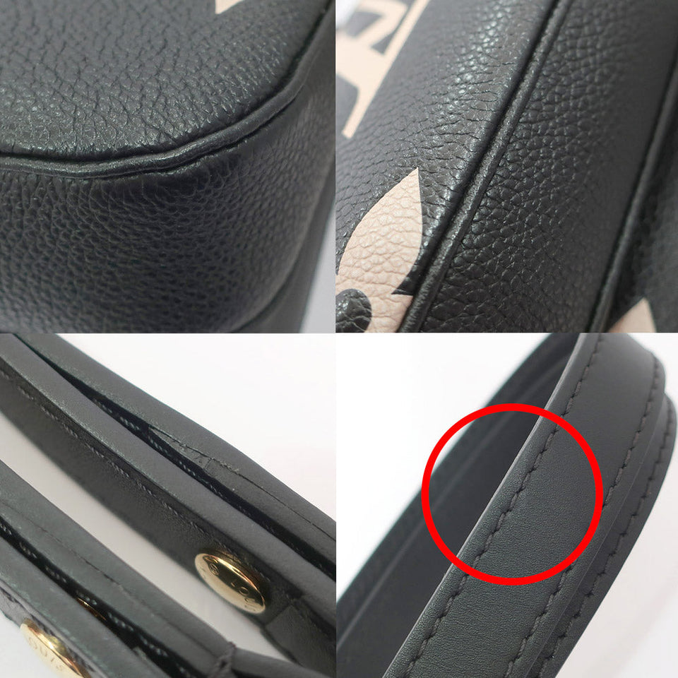 Louis Vuitton Multi Pochette Accessoires Bag Monogram Implant Leather Black Creme