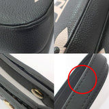 Louis Vuitton Multi Pochette Accessoires Bag Monogram Implant Leather Black Creme