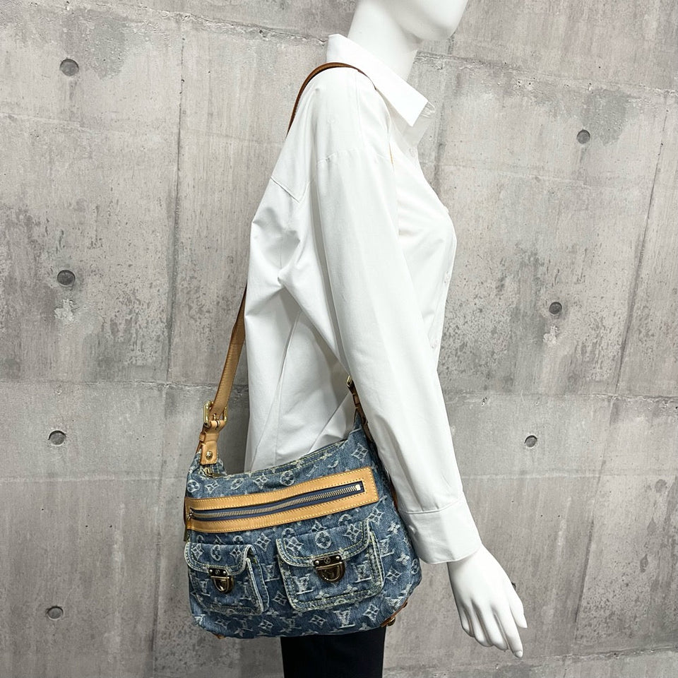Louis Vuitton Monogram Denim Baggy PM Handbag Shoulder Bag Blue