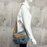 Louis Vuitton Monogram Denim Baggy PM Handbag Shoulder Bag Blue