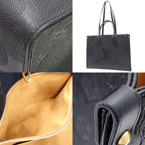 Louis Vuitton Monogram Emplant Noir On The Go MM Tote Bag Shoulder Bag Black