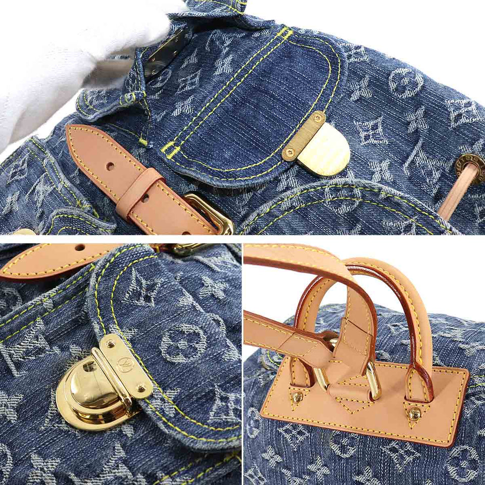 Louis Vuitton Monogram Denim Sac GM Backpack Rucksack Blue