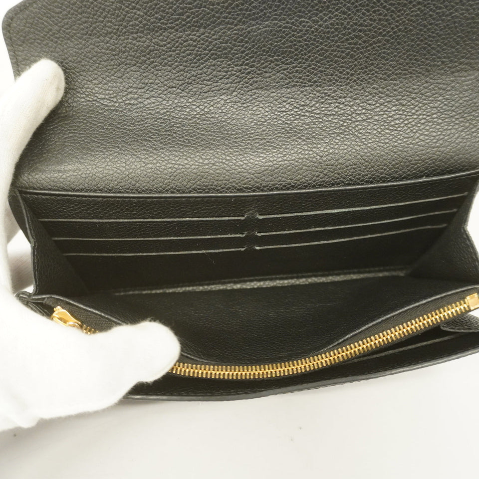 Louis Vuitton Bifold Long Wallet Monogram Implant Portefeuille Sarah Noir