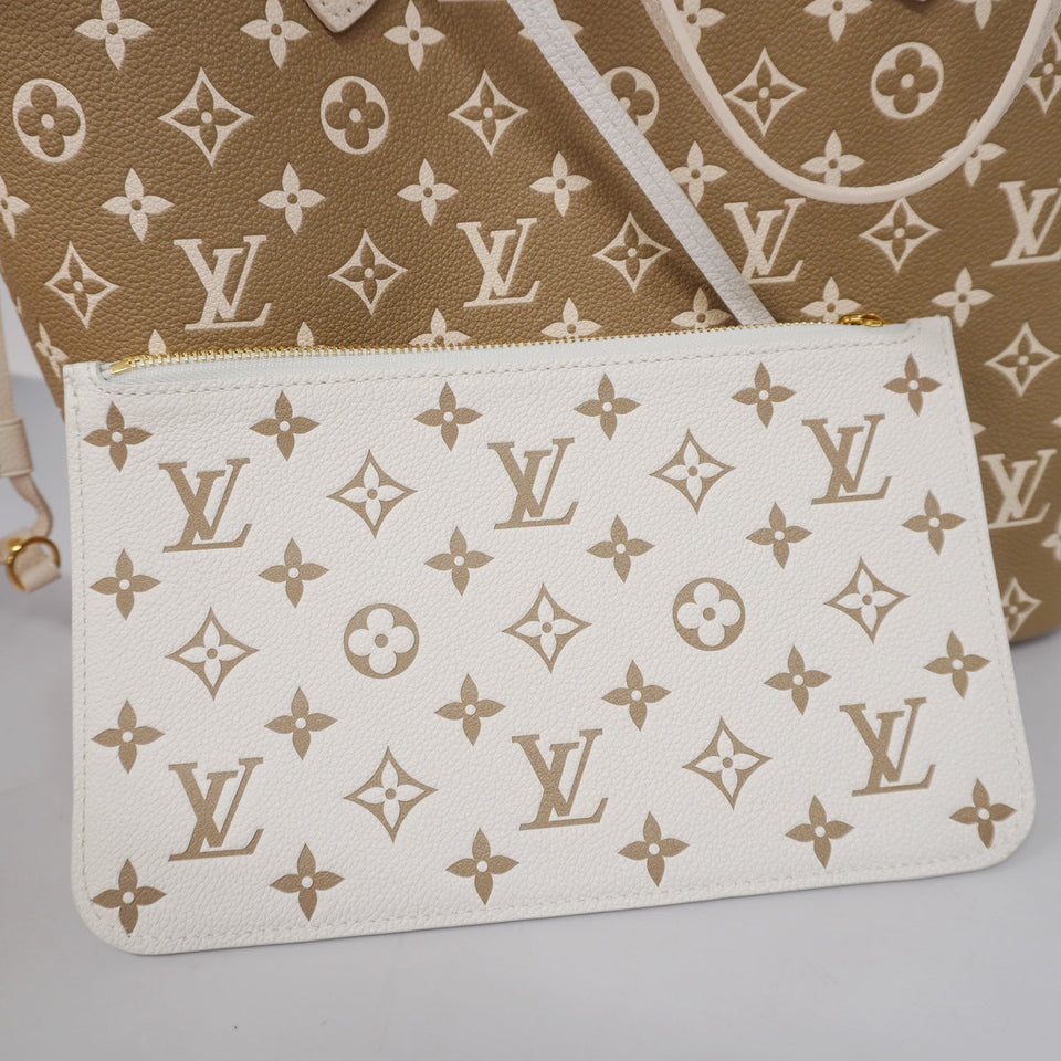 Louis Vuitton Tote Bag Monogram Implant Neverfull MM Beige