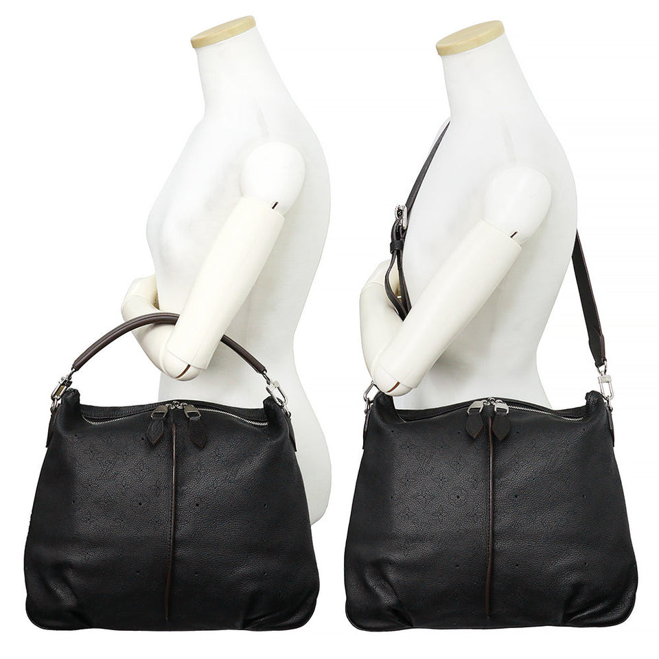 Louis Vuitton Beaubourg Hobo MM Mahina Leather Shoulder Bag Black