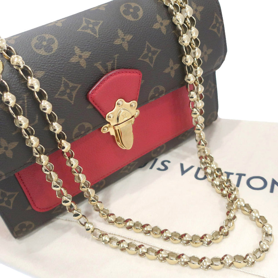 Louis Vuitton Vavin Chain Shoulder Bag Monogram Canvas Leather Red