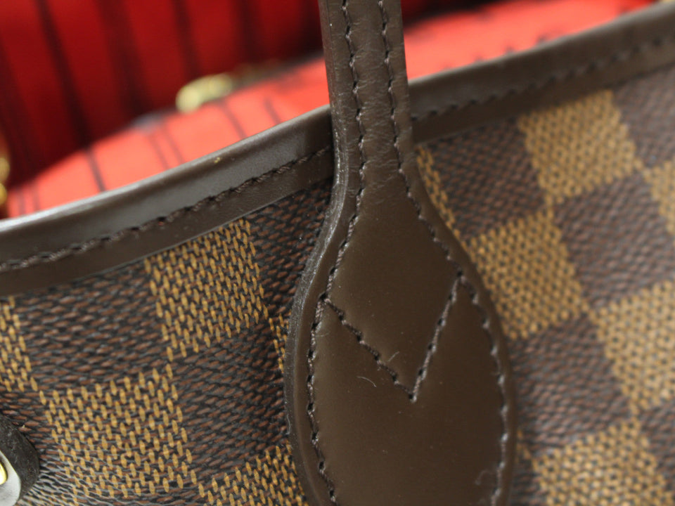 Louis Vuitton Neverfull PM Tote Bag Pouch Damier Ebene Brown