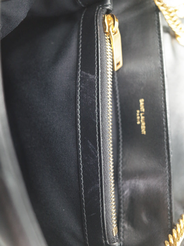 Saint Laurent- Paris Lulu Small Leather Chain Shoulder Bag Black