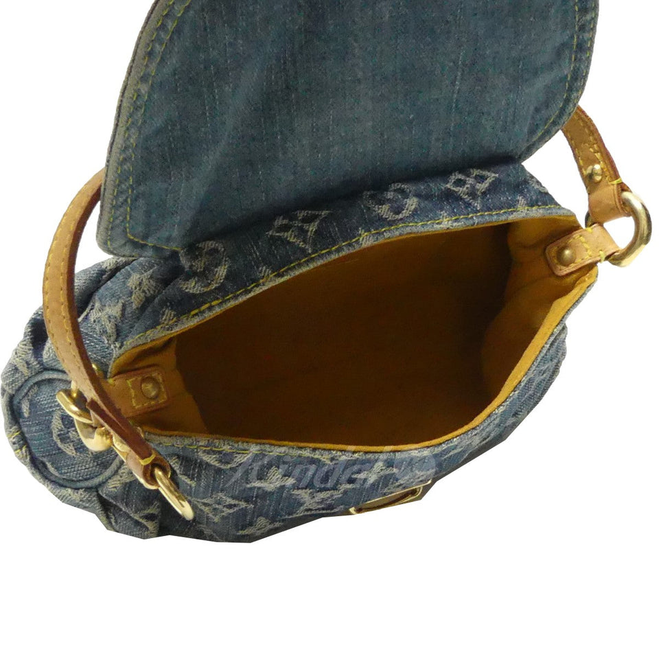 Louis Vuitton Mini Pleaty Monogram Denim Shoulder Bag Blue
