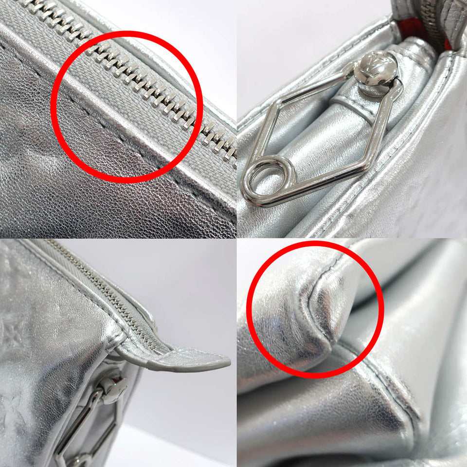 Louis Vuitton Coussin PM Monogram Embossed Lambskin Leather Silver
