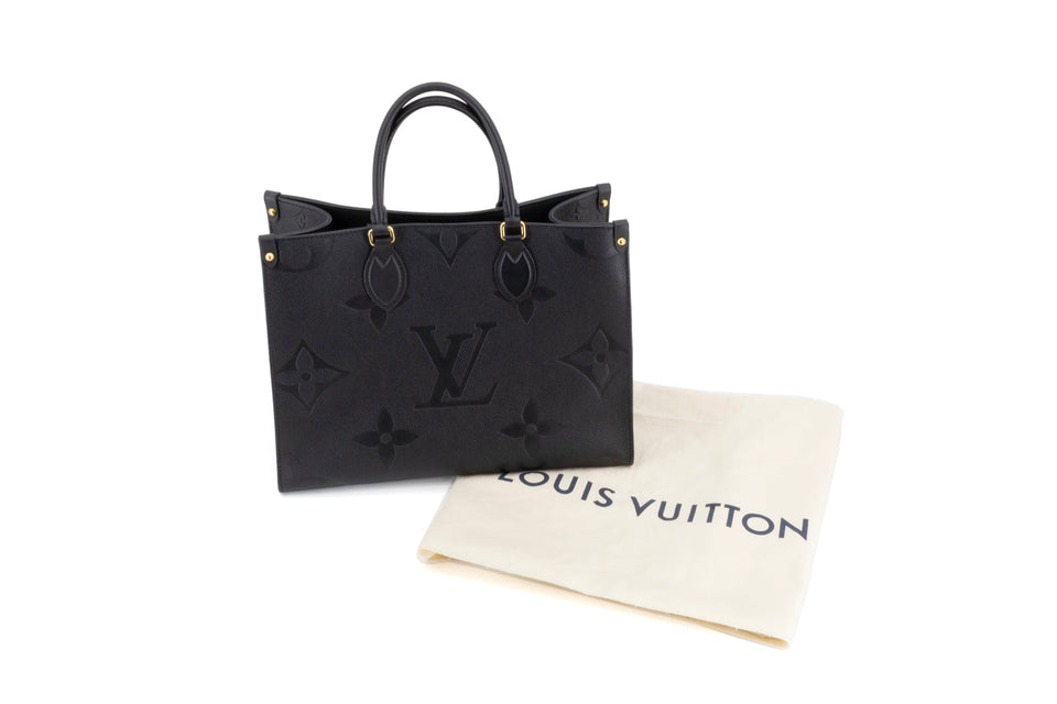 Louis Vuitton On The Go MM Shoulder Bag Monogram Implant Leather Black