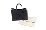 Louis Vuitton On The Go MM Shoulder Bag Monogram Implant Leather Black