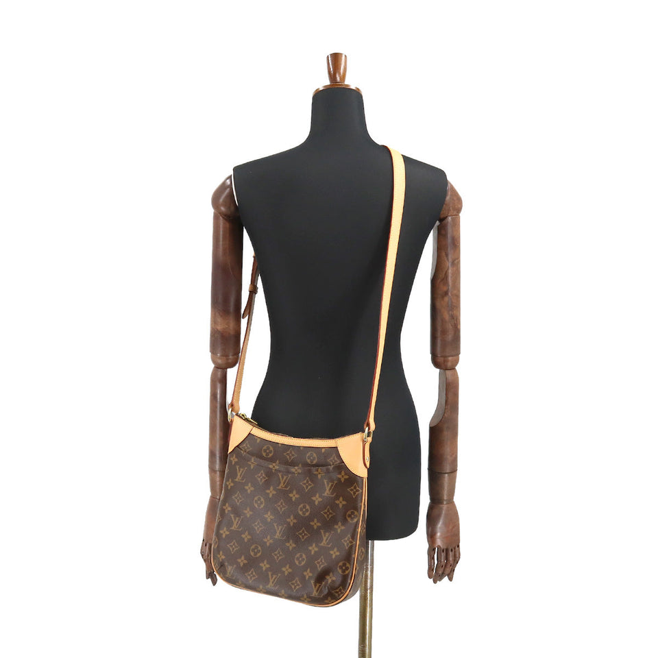 Louis Vuitton Monogram Odeon PM Shoulder Bag Brown Gold Metal Fittings