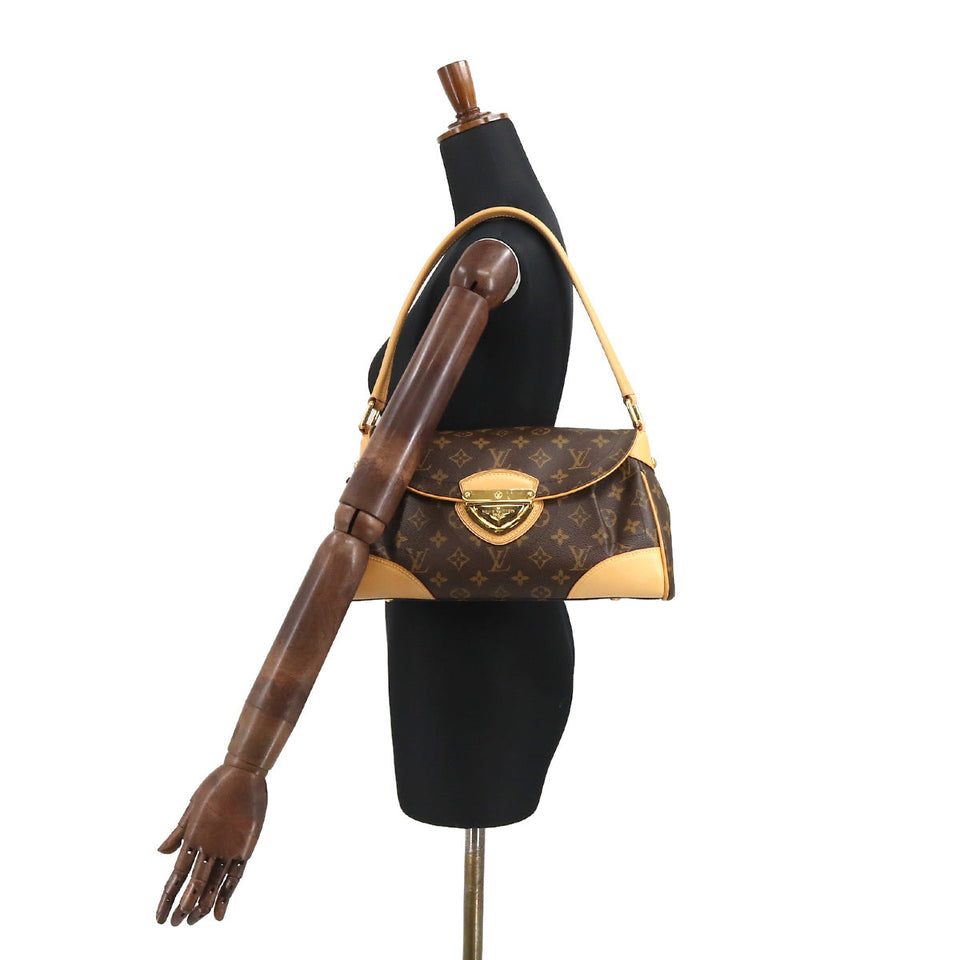 Louis Vuitton Monogram Beverly MM Shoulder Bag Brown Gold Hardware