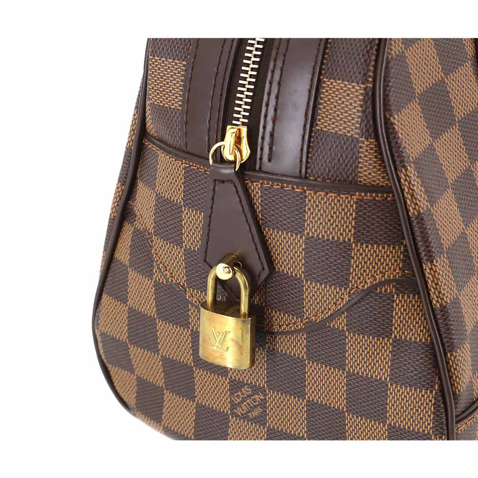 Louis Vuitton Damier Duomo Hand Bag Ebene Gold Metal Fittings