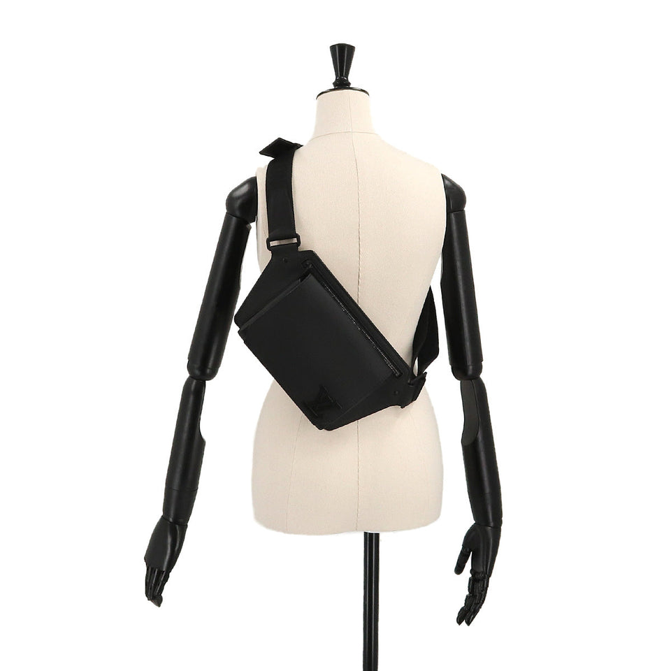 Louis Vuitton Aerogram Takeoff Sling Bum Bag Body Bag Leather Black Metal Fittings