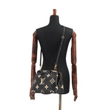 Louis Vuitton Bicolor Monogram Emplant Petit Palais PM Shoulder Bag Black Beige