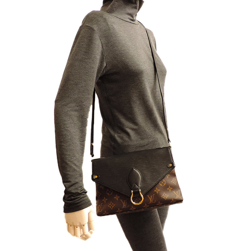 Louis Vuitton Saint Michel Shoulder Bag Epi Noir Brown