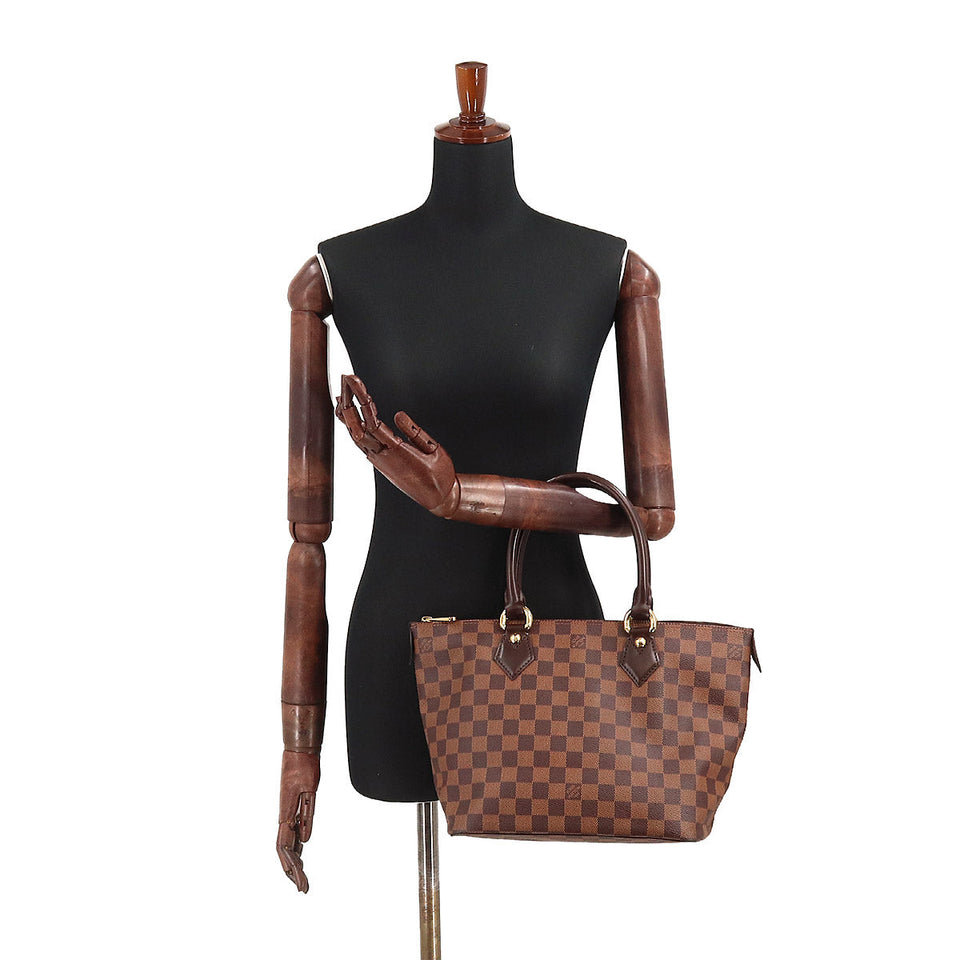 Louis Vuitton Damier Saleya PM Tote Bag Ebene Brown Gold Hardware