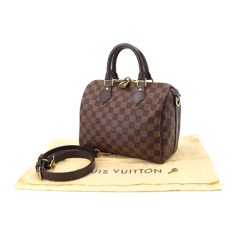 Louis Vuitton Damier Speedy Bandouliere 25 2Way Hand Shoulder Bag Ebene