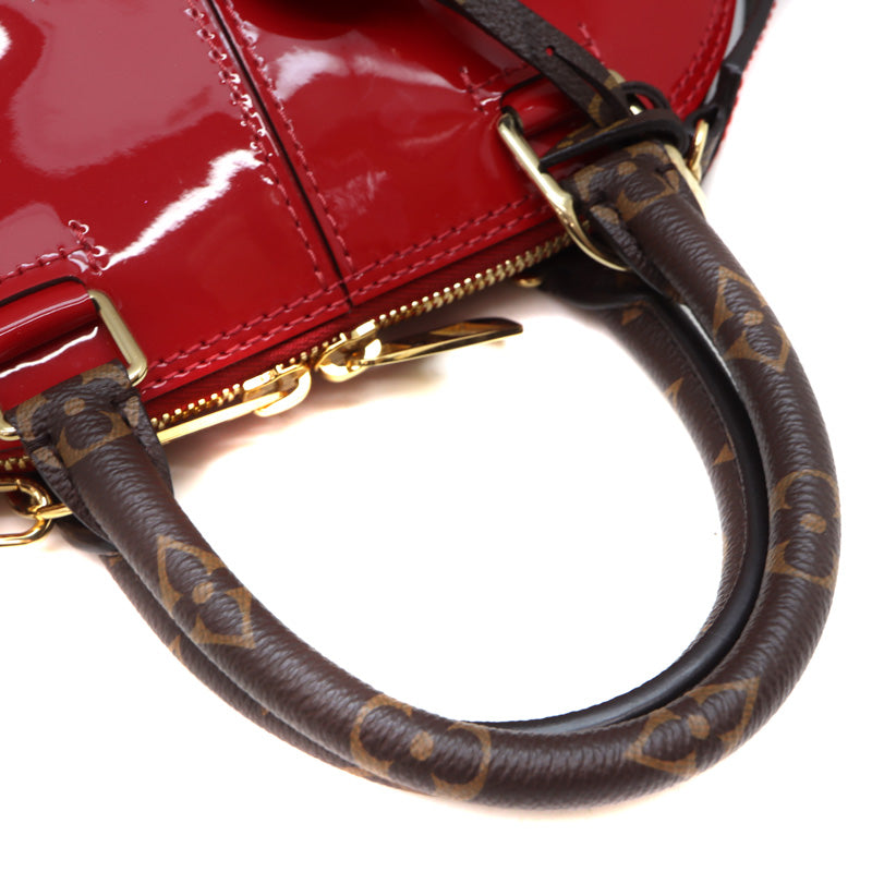 Louis Vuitton Alma BB Patent Calf Leather Monogram Red Brown