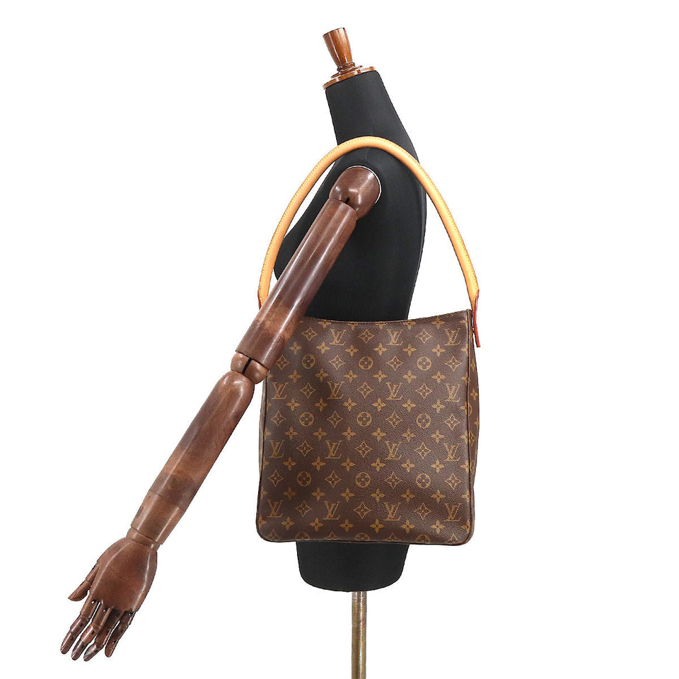 Louis Vuitton Monogram Looping GM Shoulder Bag Brown Gold Metal Fittings
