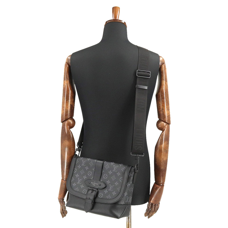 Louis Vuitton Monogram Eclipse Saumur Messenger PM Shoulder Bag Black