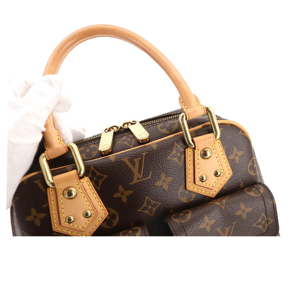 Louis Vuitton  Monogram Manhattan PM Hand Bag Brown Gold Hardware